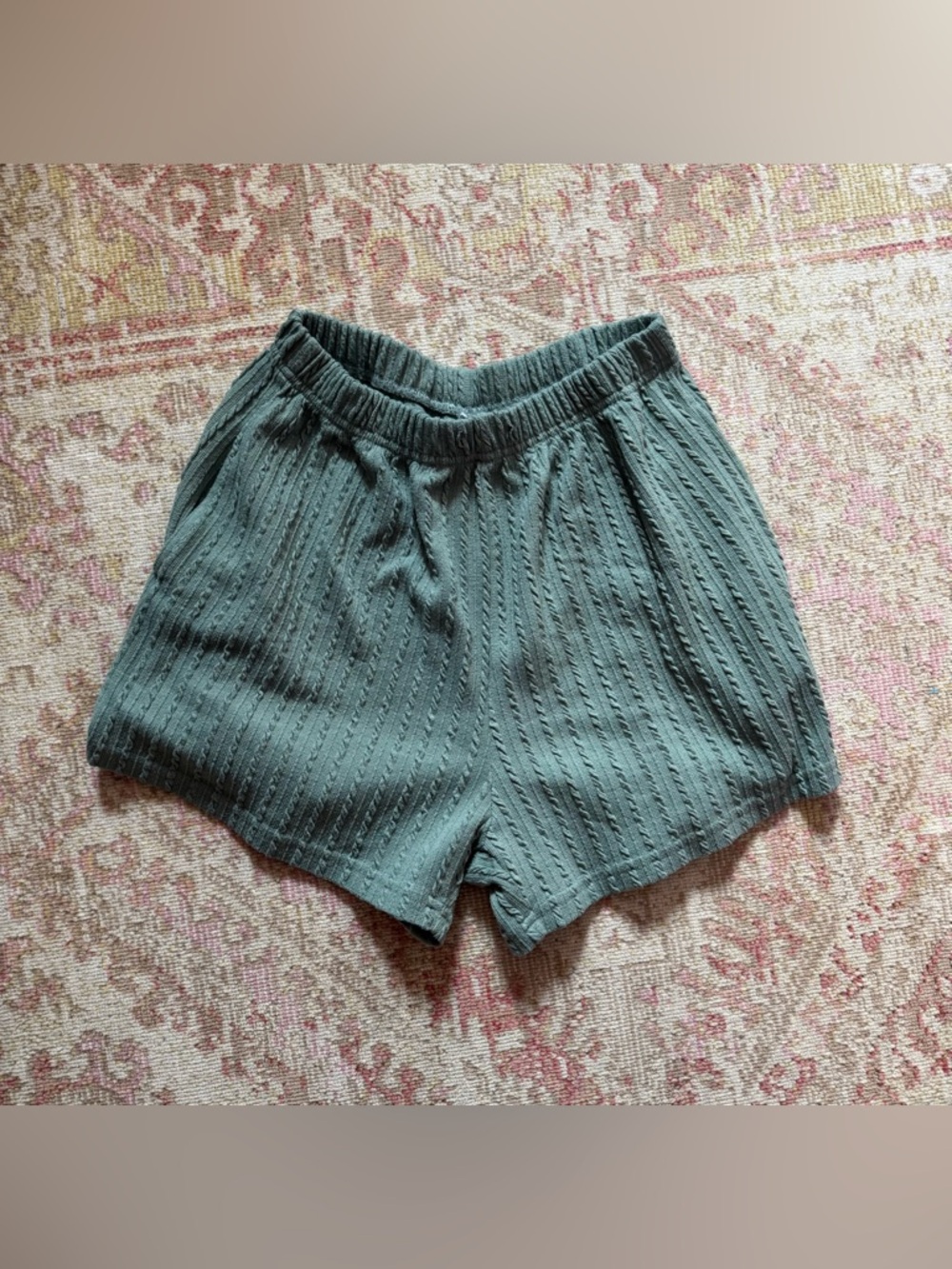 Women's Textured Elastic-Waist Athletic Shorts - Teal Green